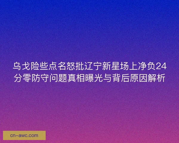 乌戈险些点名怒批辽宁新星场上净负24分零防守问题真相曝光与背后原因解析